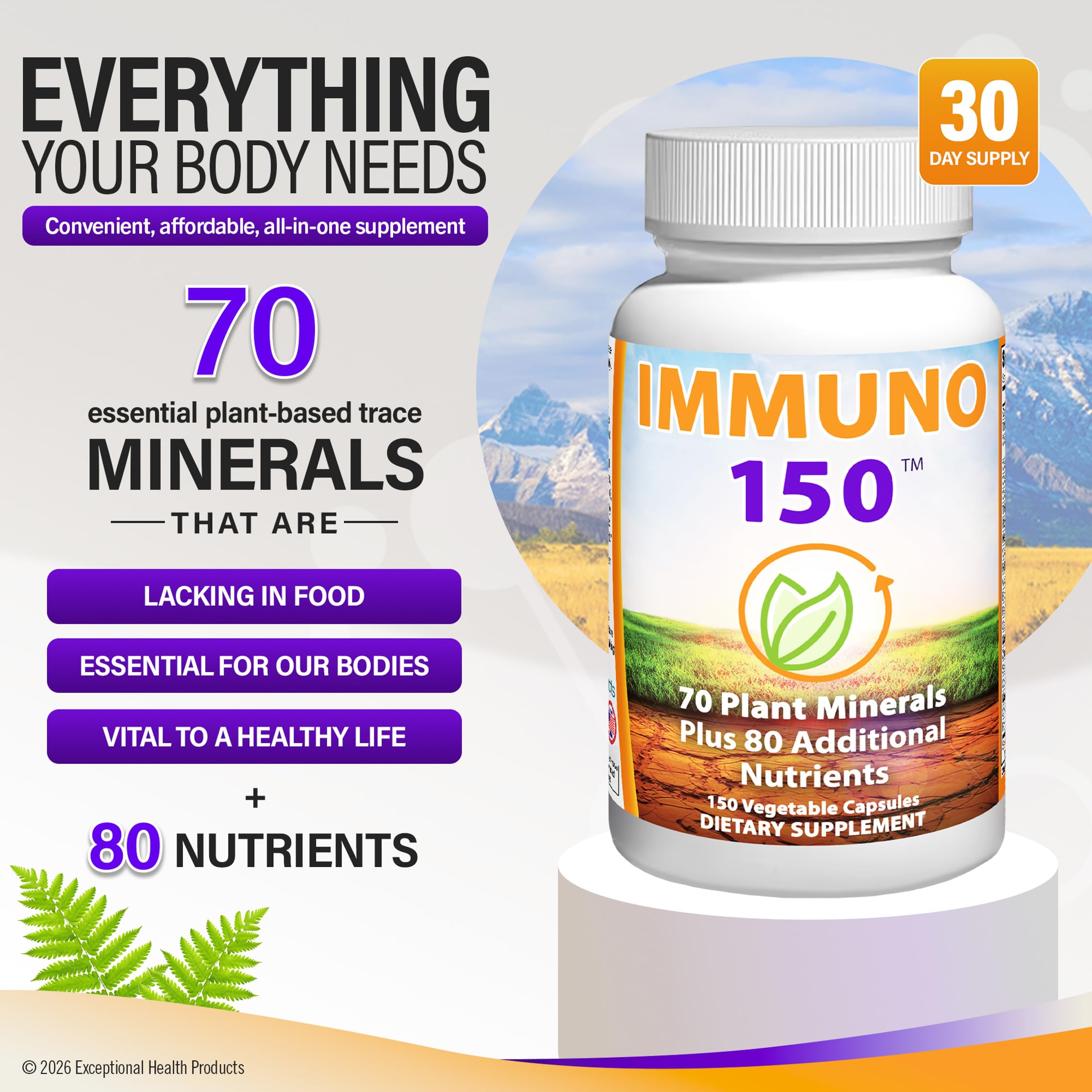 Immuno Immune Support Supplement - Plant-Based Mineral Blend


