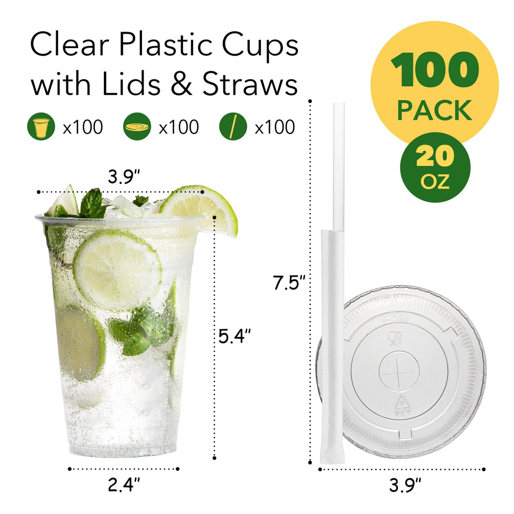 Clear Disposable Cups with Lids and Straws - BPA-Free

