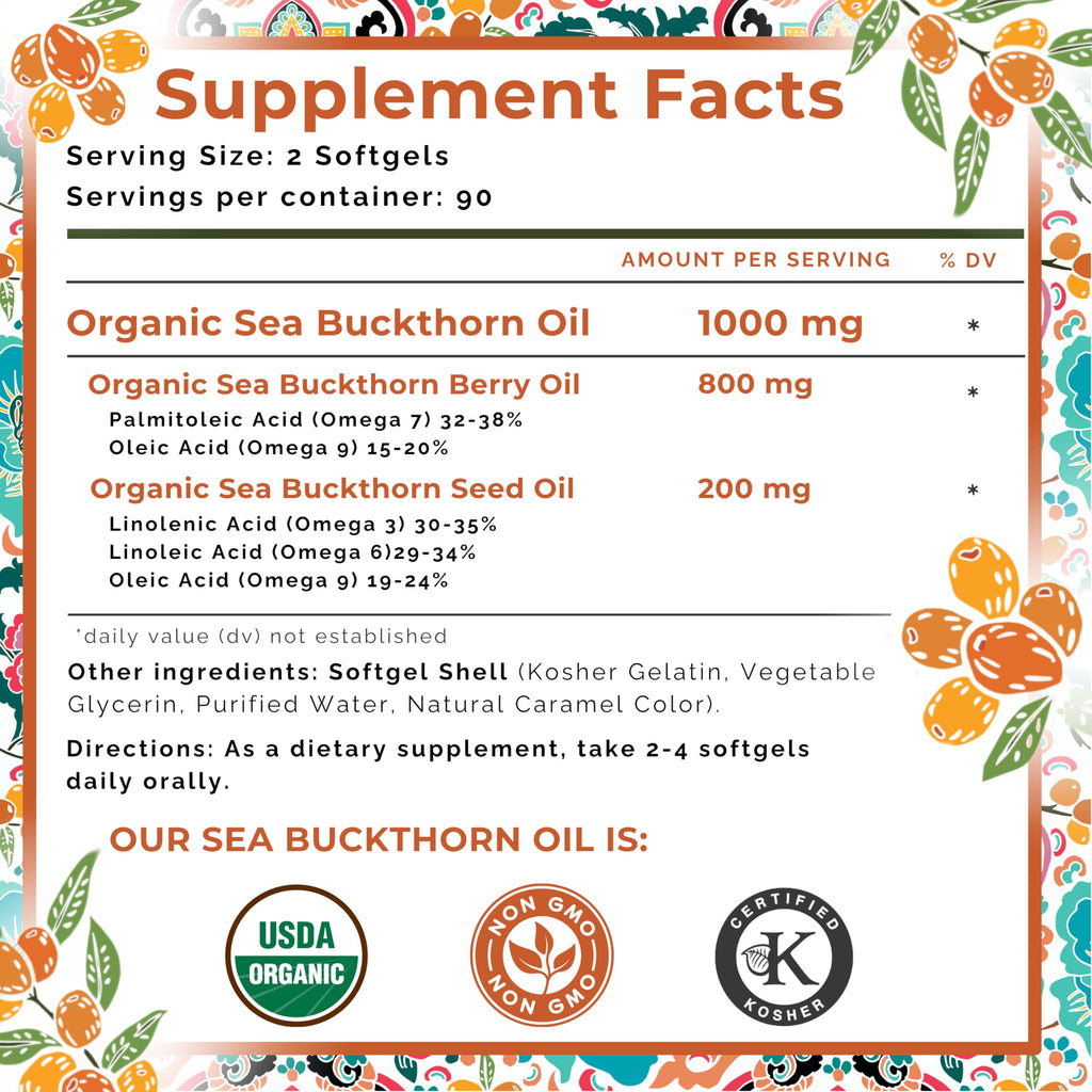 SeabuckWonders Organic Sea Buckthorn Oil Softgels

