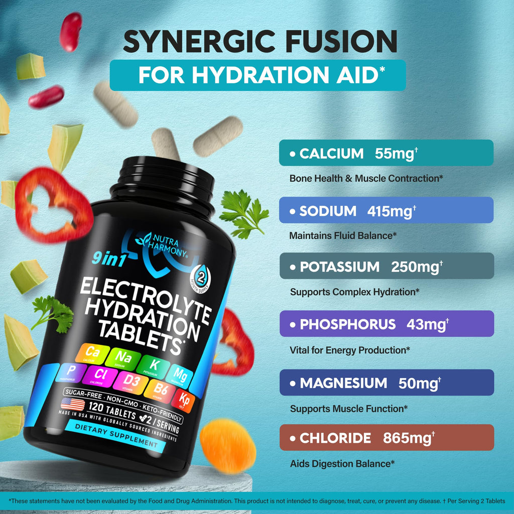 NutraHarmony Electrolyte Tablets for Hydration and Minerals

