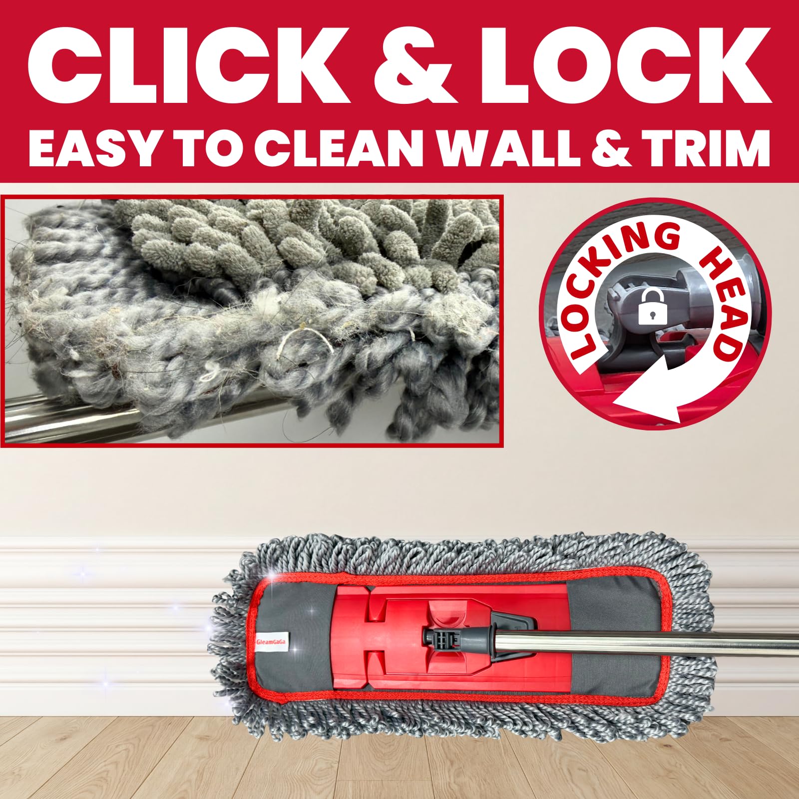 Floor Mop with Reusable Pads and Extended Reach

