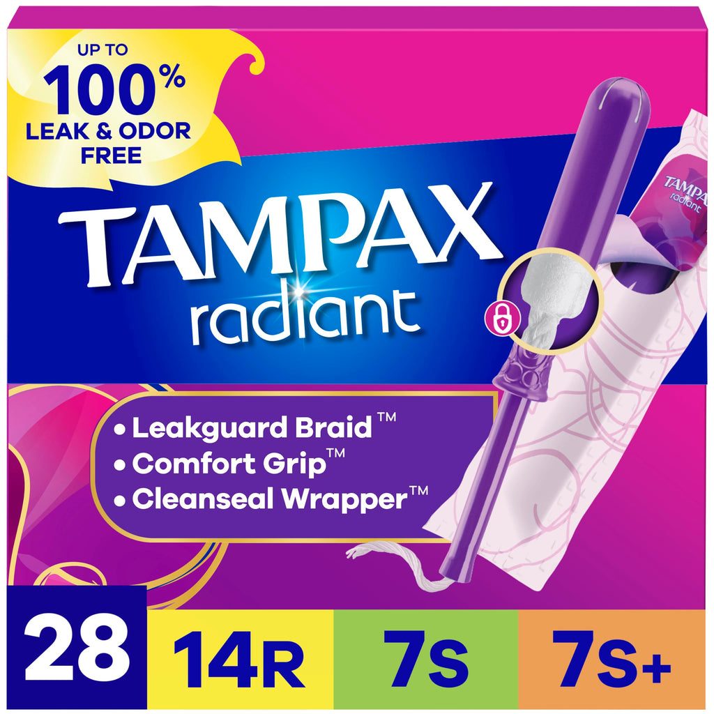 Tampax Radiant Tampons Unscented with LeakGuard Braid