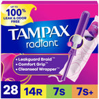 Tampax Radiant Tampons Unscented with LeakGuard Braid