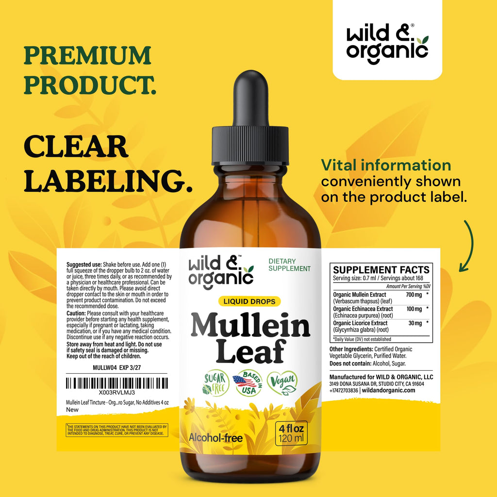 Wild & Organic Mullein Drops for Lungs with Echinacea

