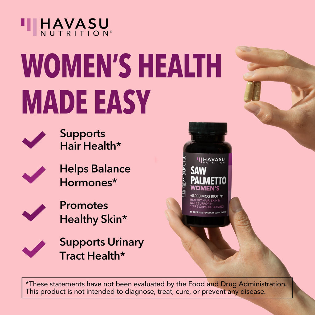 Saw Palmetto with Biotin for Women – Hair Support Supplement

