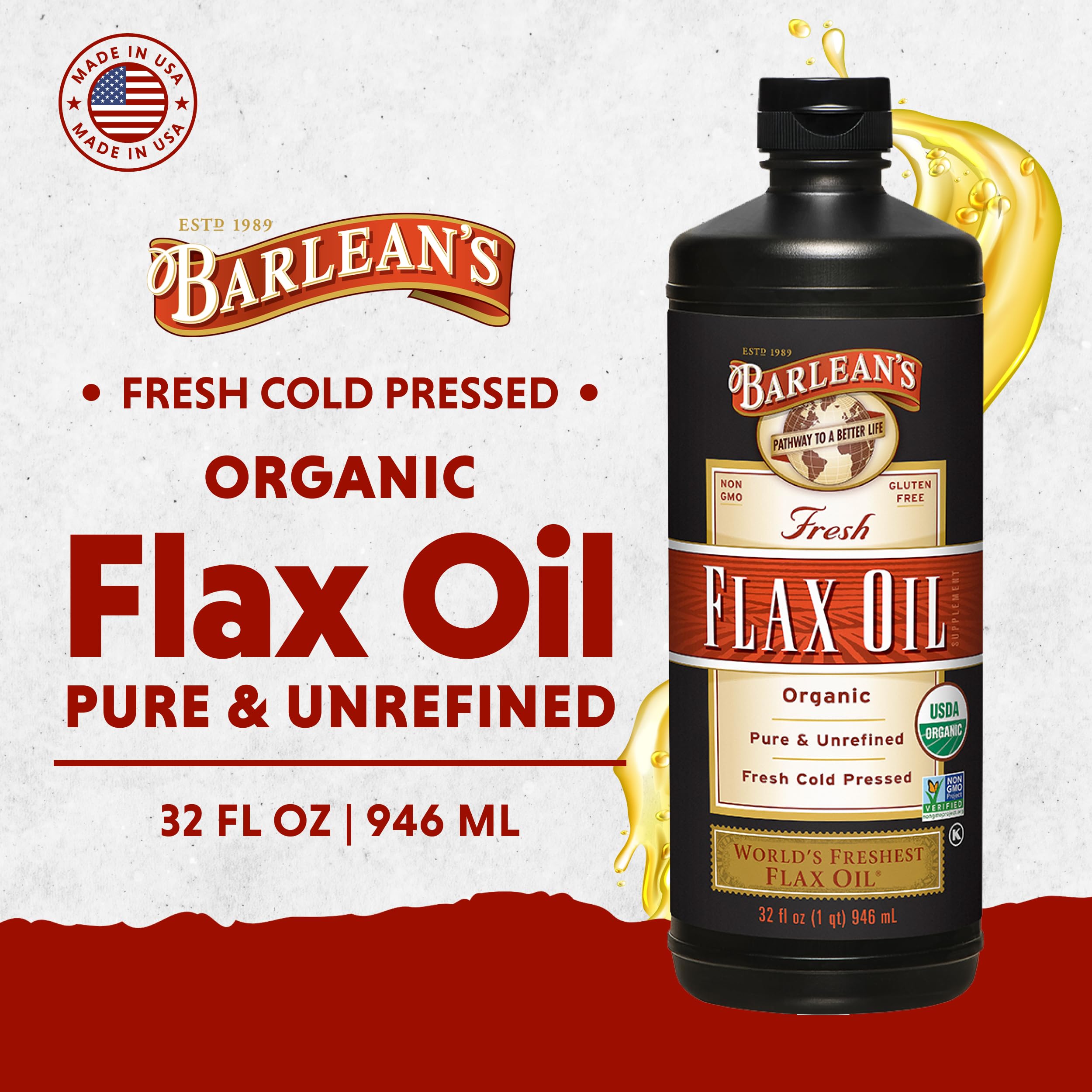 Barlean's Organic Flaxseed Oil - Cold-Pressed Omega-3

