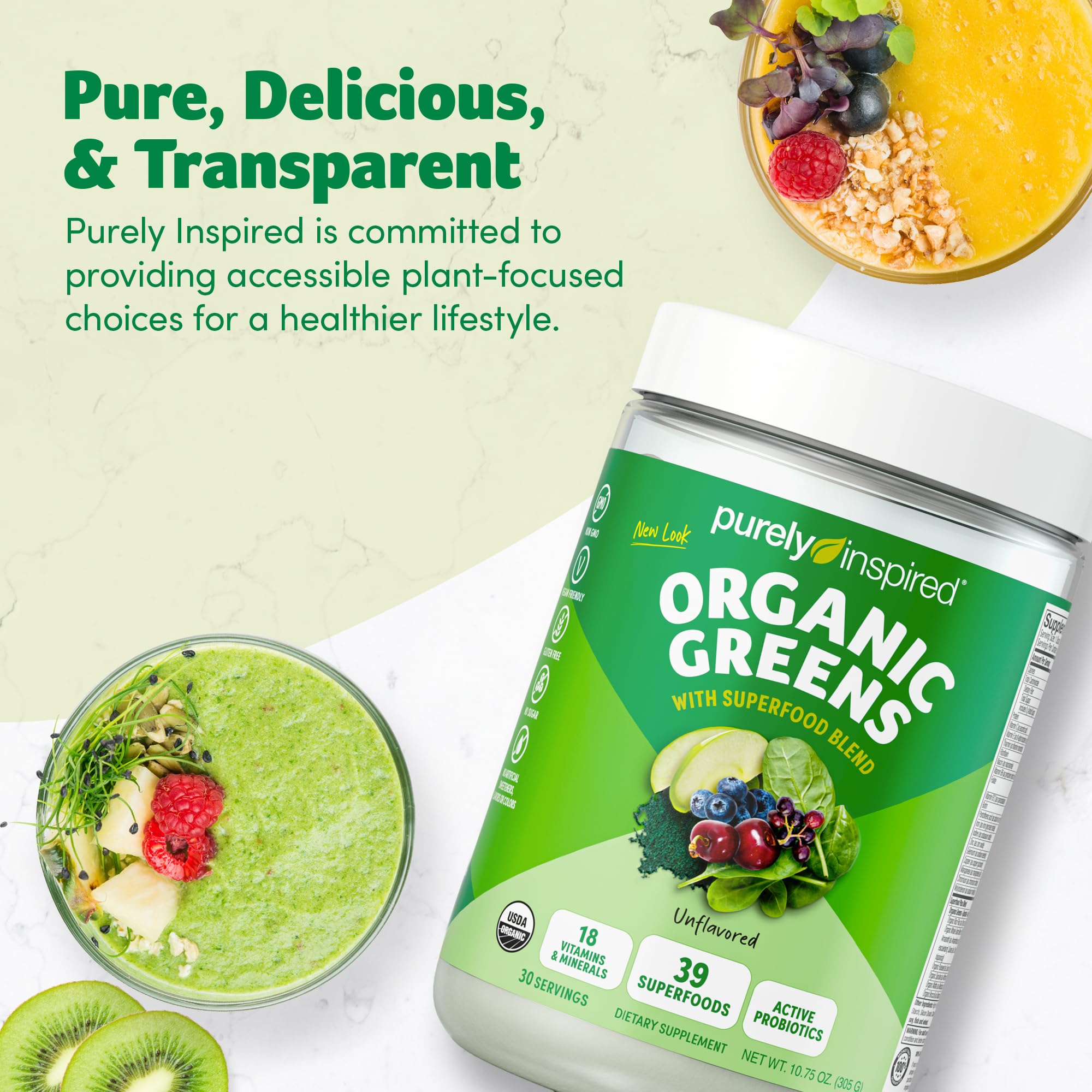 Purely Inspired Organic Greens Powder – Vegan Superfood


