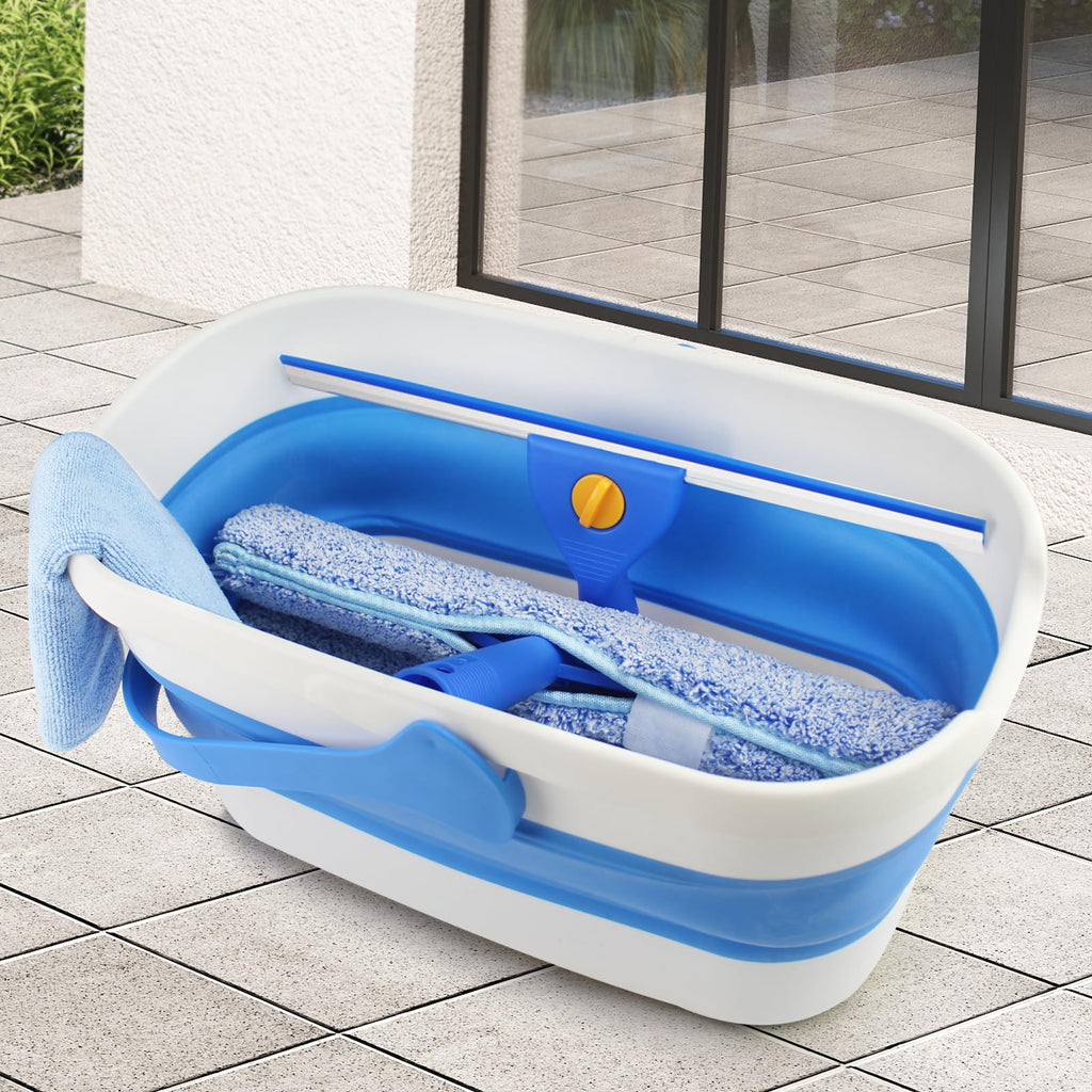 Window Cleaning Kit Collapsible Bucket Interchangeable Heads


