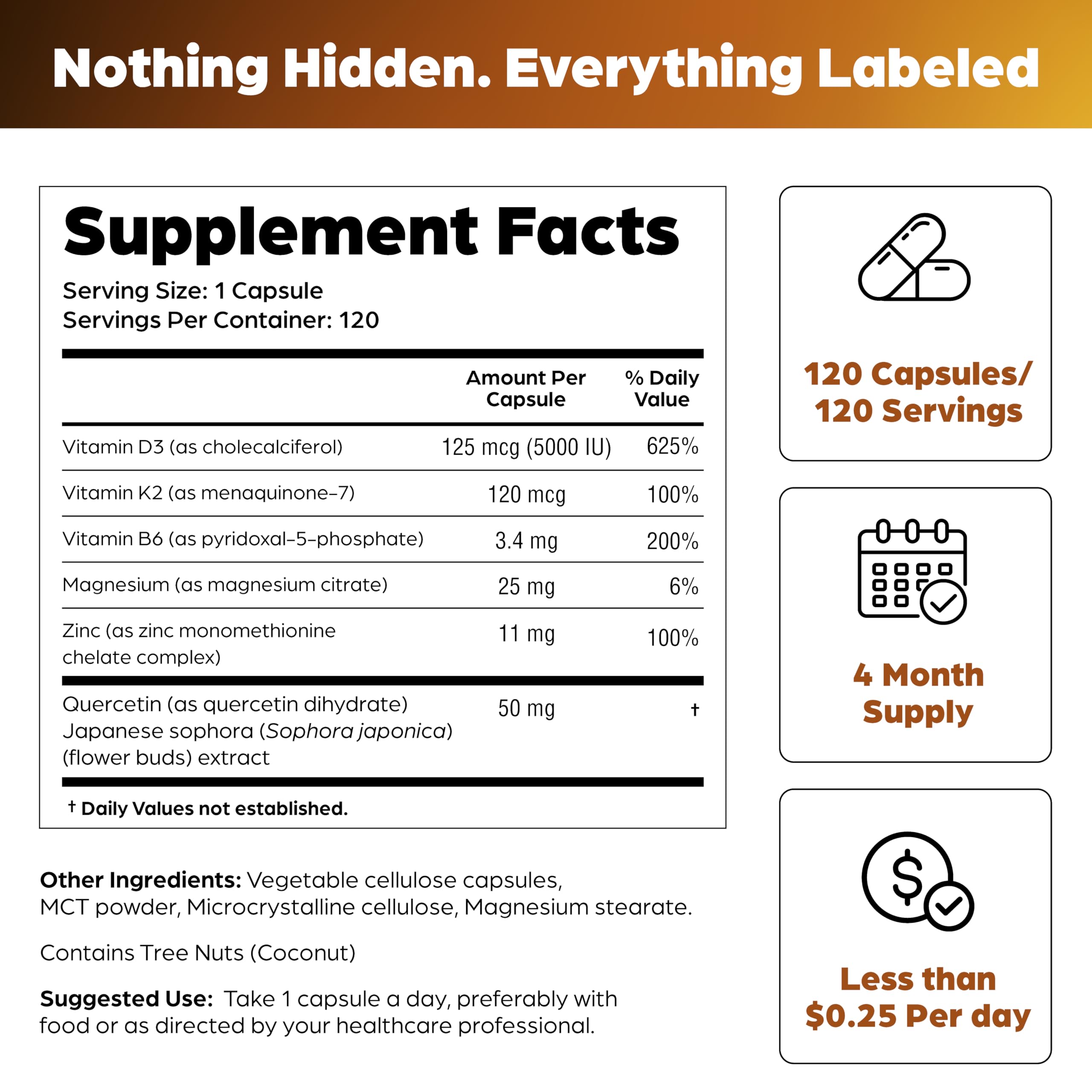 Sandhu's Vitamin D3 K2 Magnesium and Quercetin Supplement

