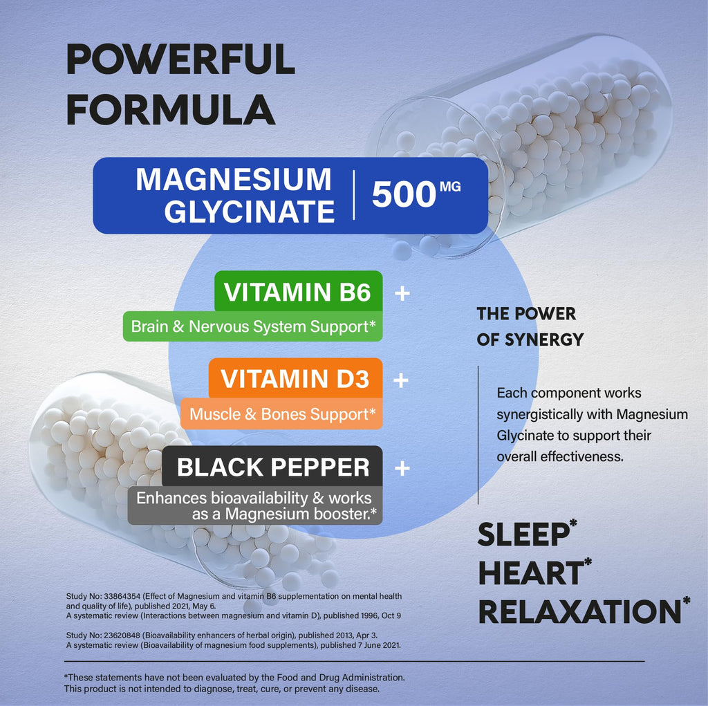 Magnesium Glycinate 500 mg Chelated Supplement for Sleep

