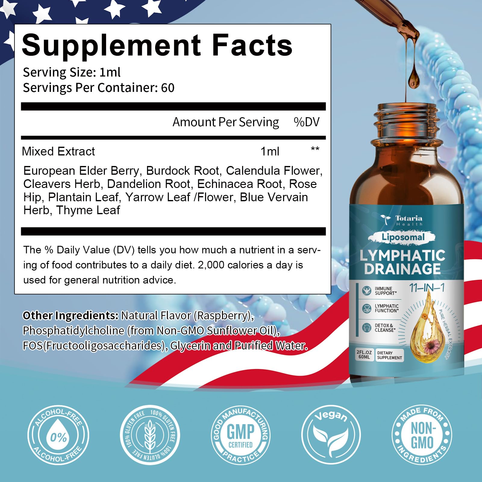 Totaria Liposomal Lymphatic Drops – 11-in-1 Organic Lymphatic Support

