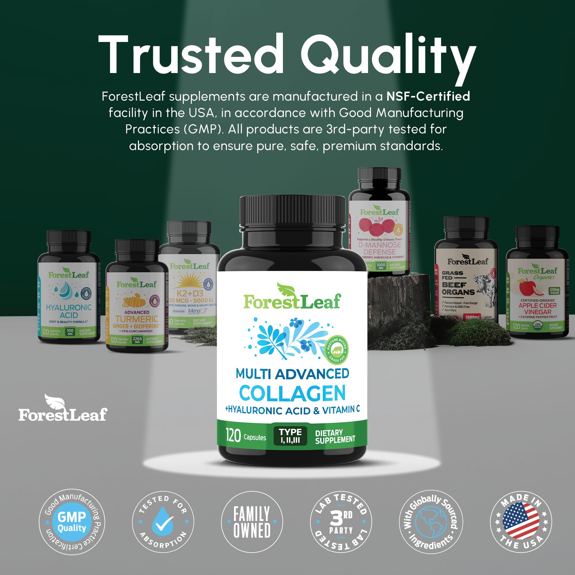 ForestLeaf Multi Collagen Capsules with Hyaluronic Acid

