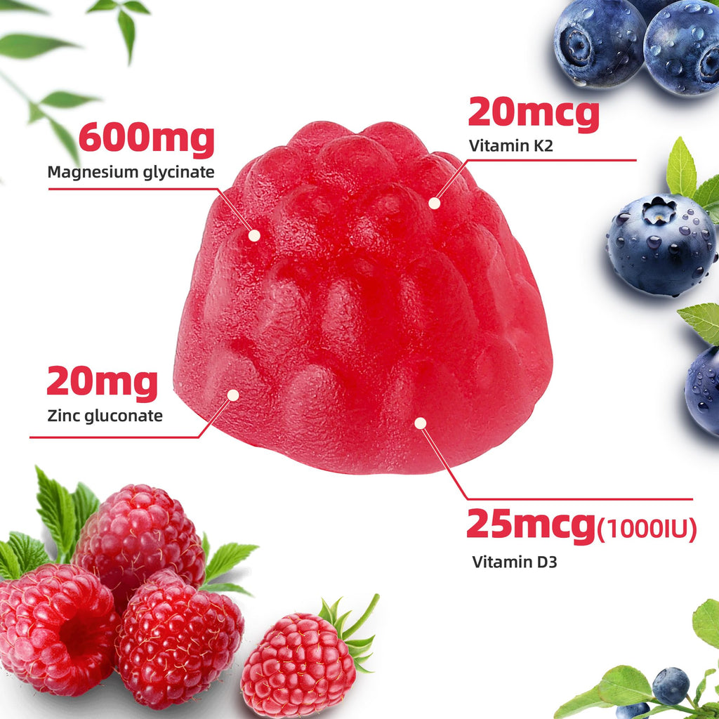 Magnesium Glycinate Gummies with Zinc & Vitamin D3 - Vegan

