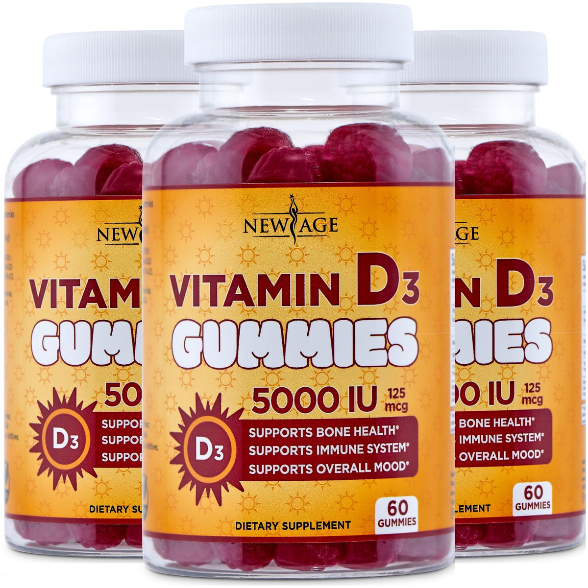 New Age Vitamin D3 Gummies 5000 IU Immune Support