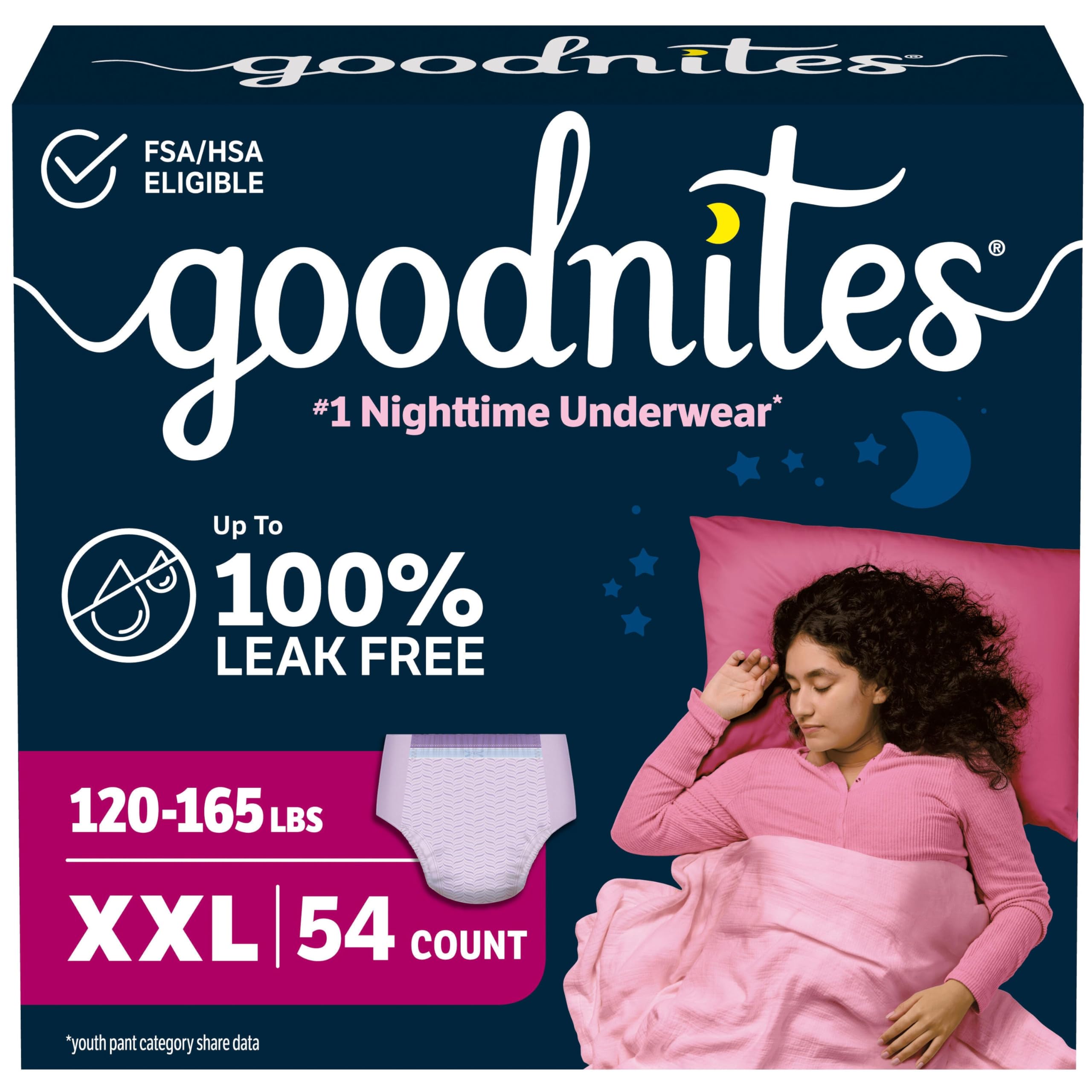 Goodnites Girls' Nighttime Bedwetting Underwear for Overnight Protection