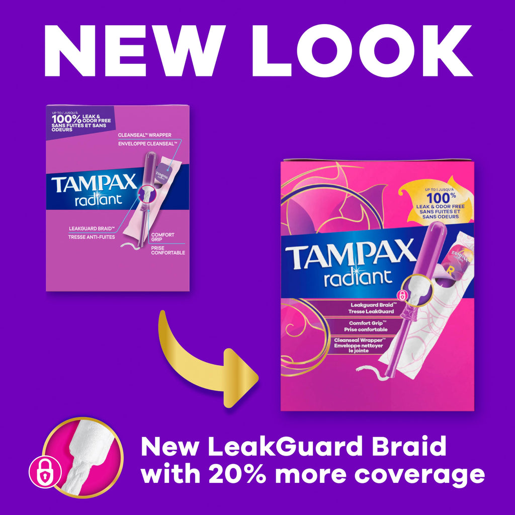 Tampax Radiant Tampons with LeakGuard Braid | Protection

