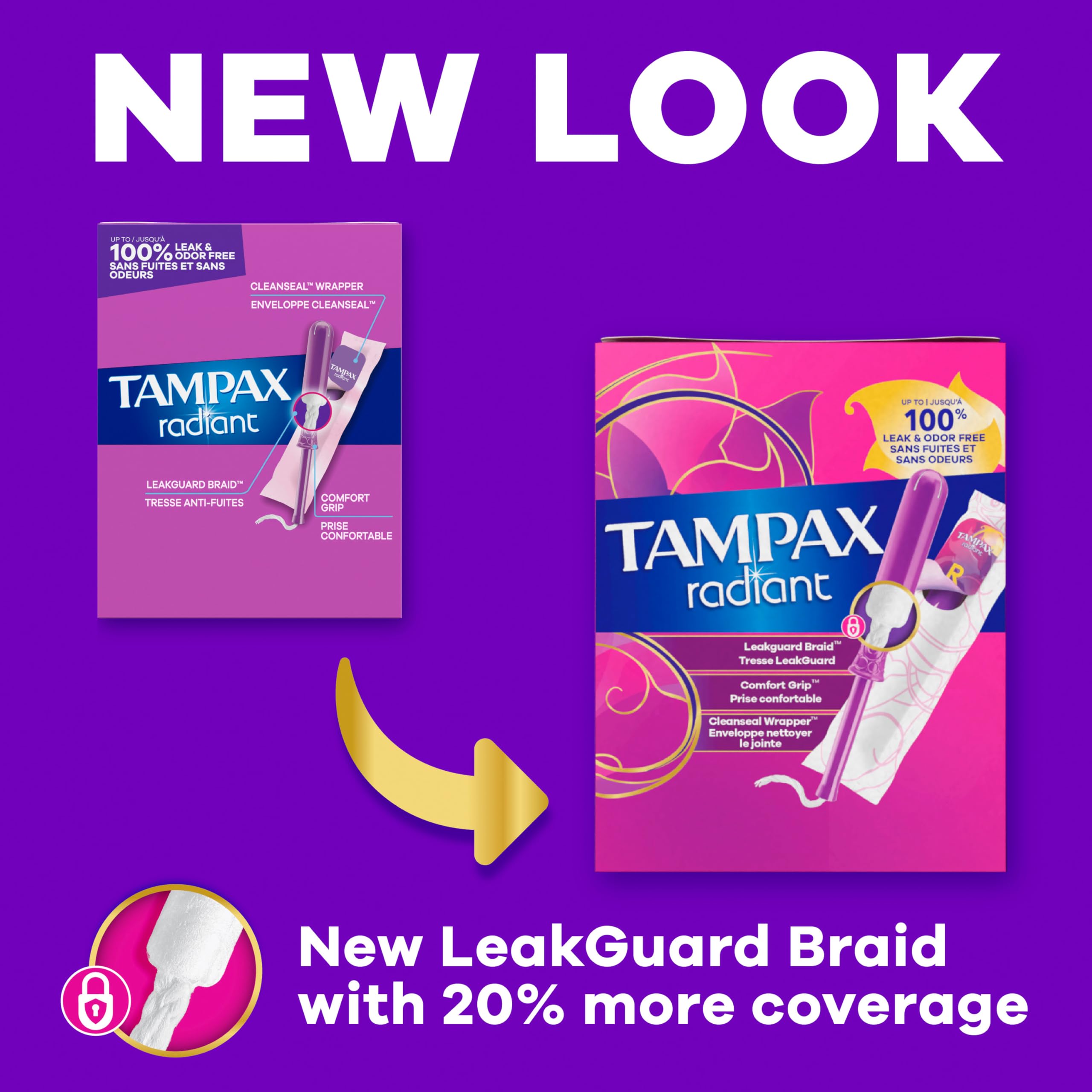 Tampax Radiant Tampons with LeakGuard Braid | Protection

