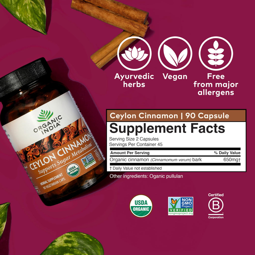 Ceylon Cinnamon Herbal Supplement | Organic India

