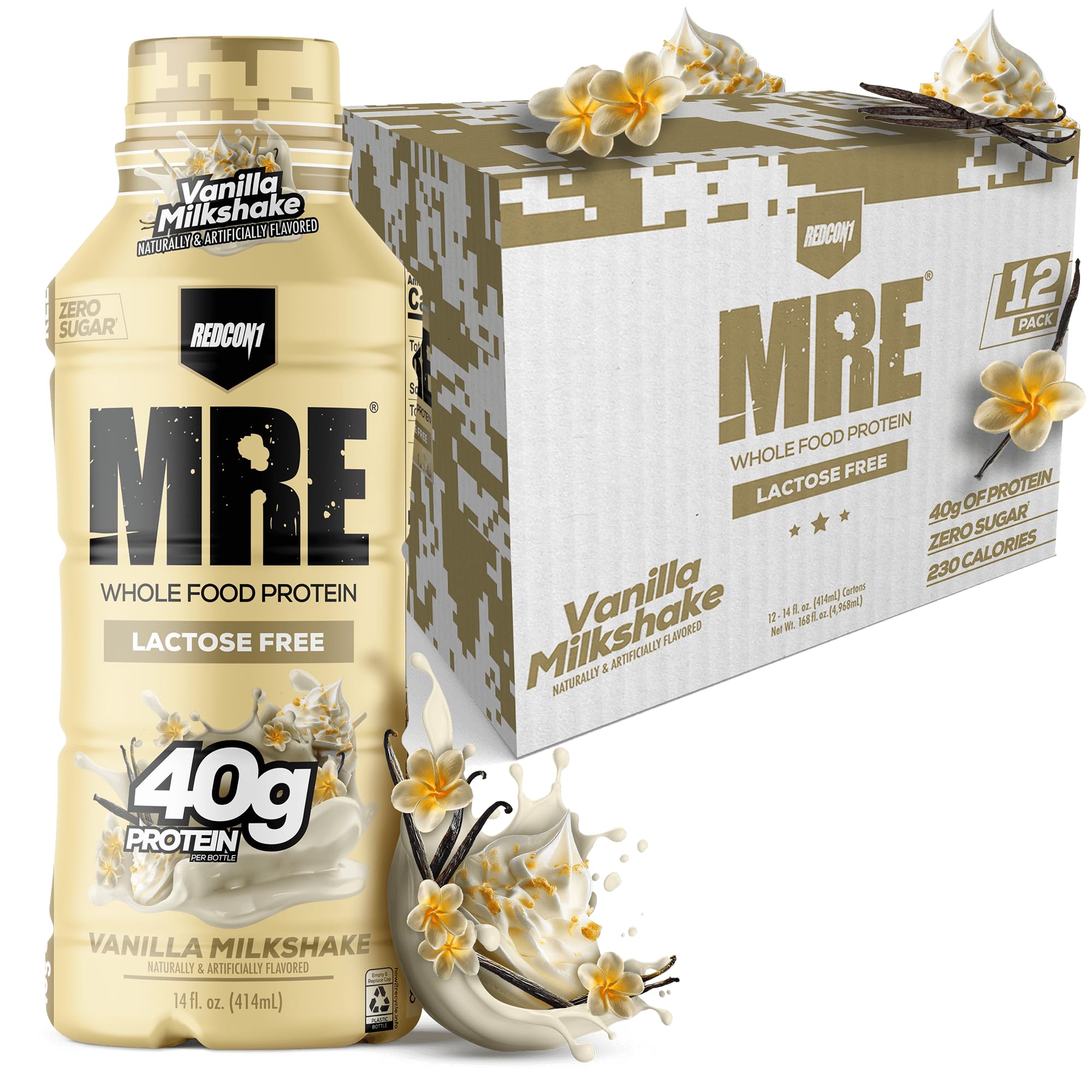 REDCON1 MRE RTD Protein Shake, Lactose-Free, 40g Protein