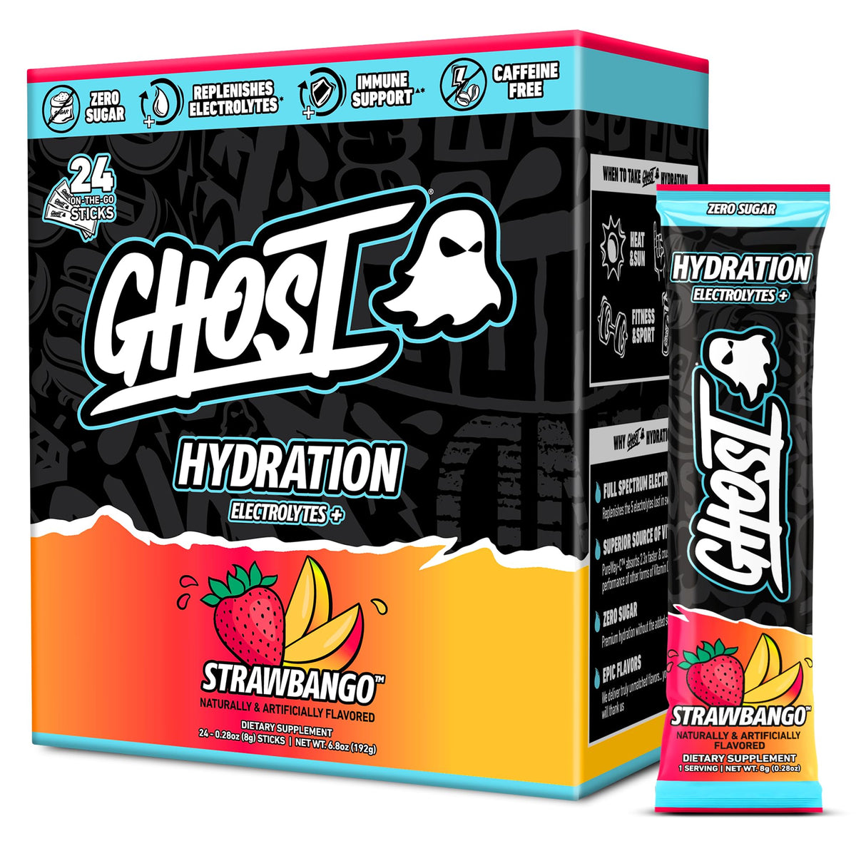 GHOST Hydration Electrolyte Drink Mix - Sugar Free, Caffeine Free