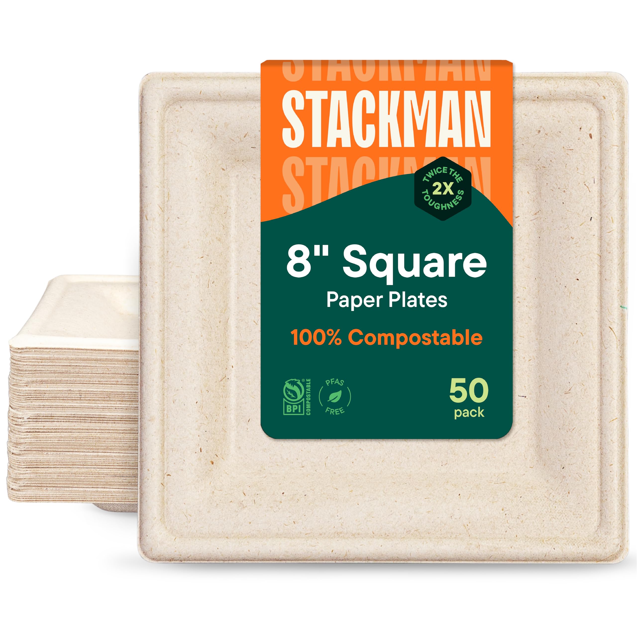 100% Compostable Bagasse Dinner Plates, Heavy-Duty Eco-Friendly