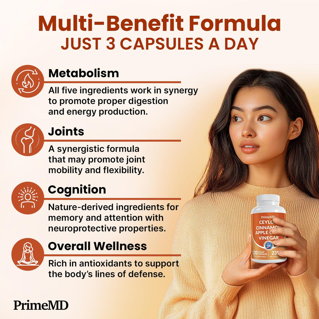 5-in-1 Cinnamon Capsules with ACV & BioPerine

