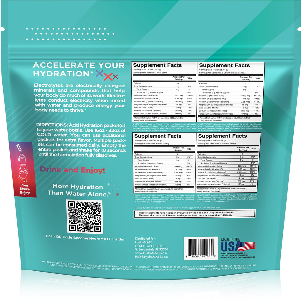 HydroMATE Electrolyte Powder Sugar-Free Hydration

