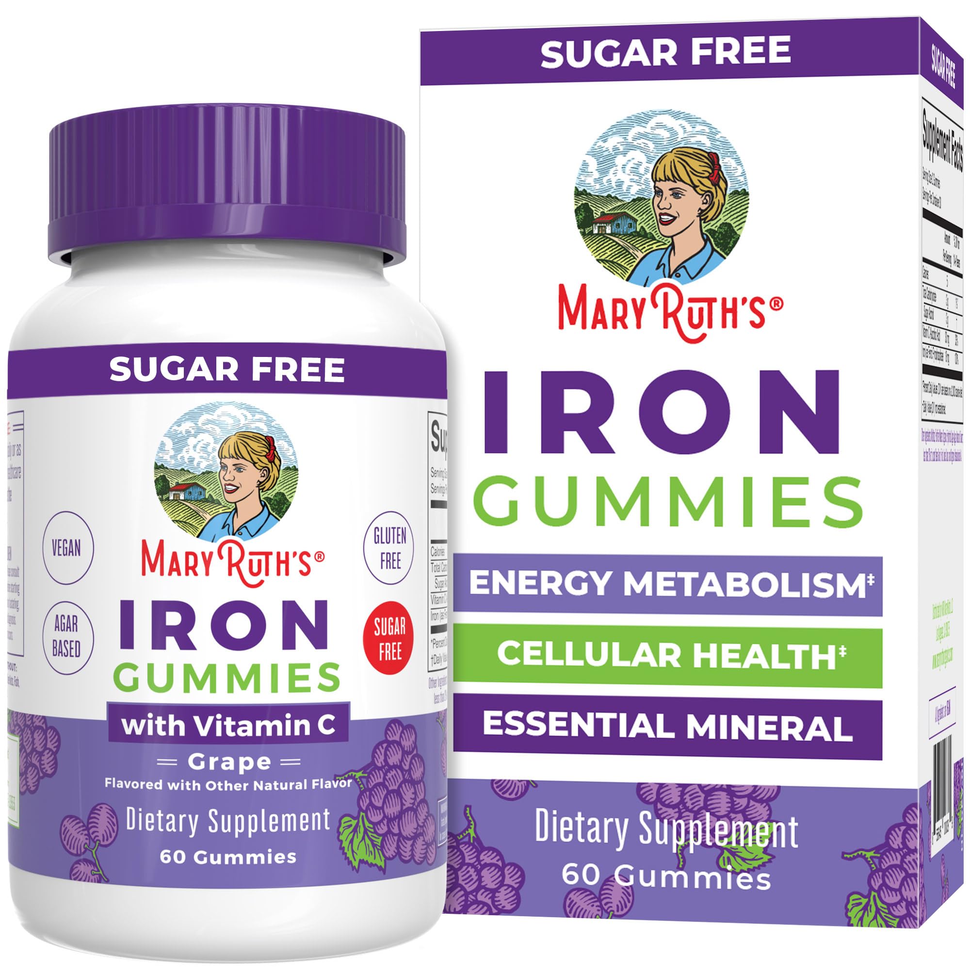 MaryRuth's Iron Gummies with Vitamin C | Vegan Iron Supplement

