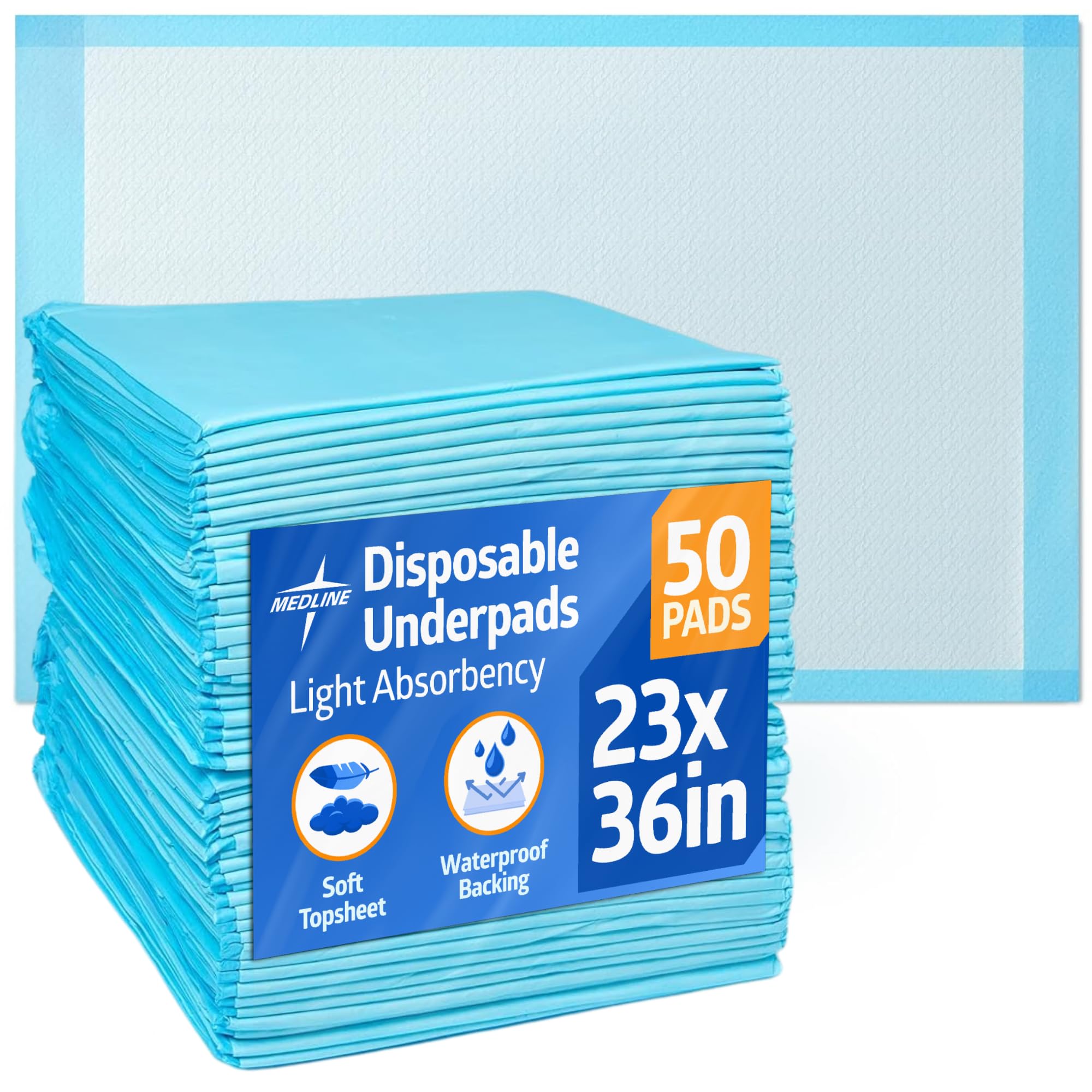 Medline Disposable Underpad for Bed and Surface Protection - Light Absorbency