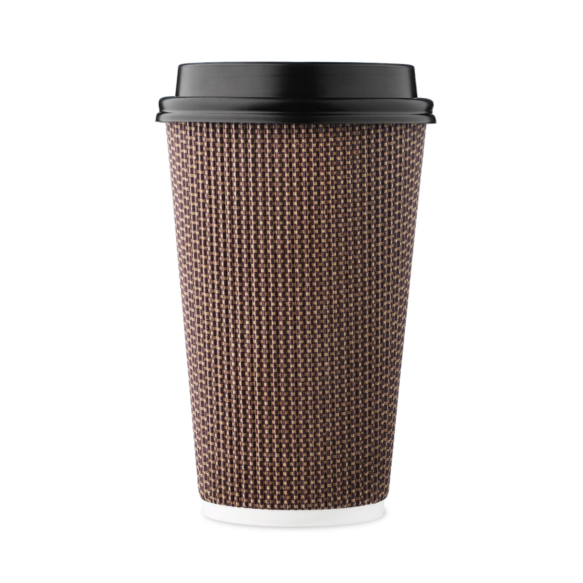 Harvest Pack 16 oz Disposable Coffee Cups with Lids - Insulated Ripple