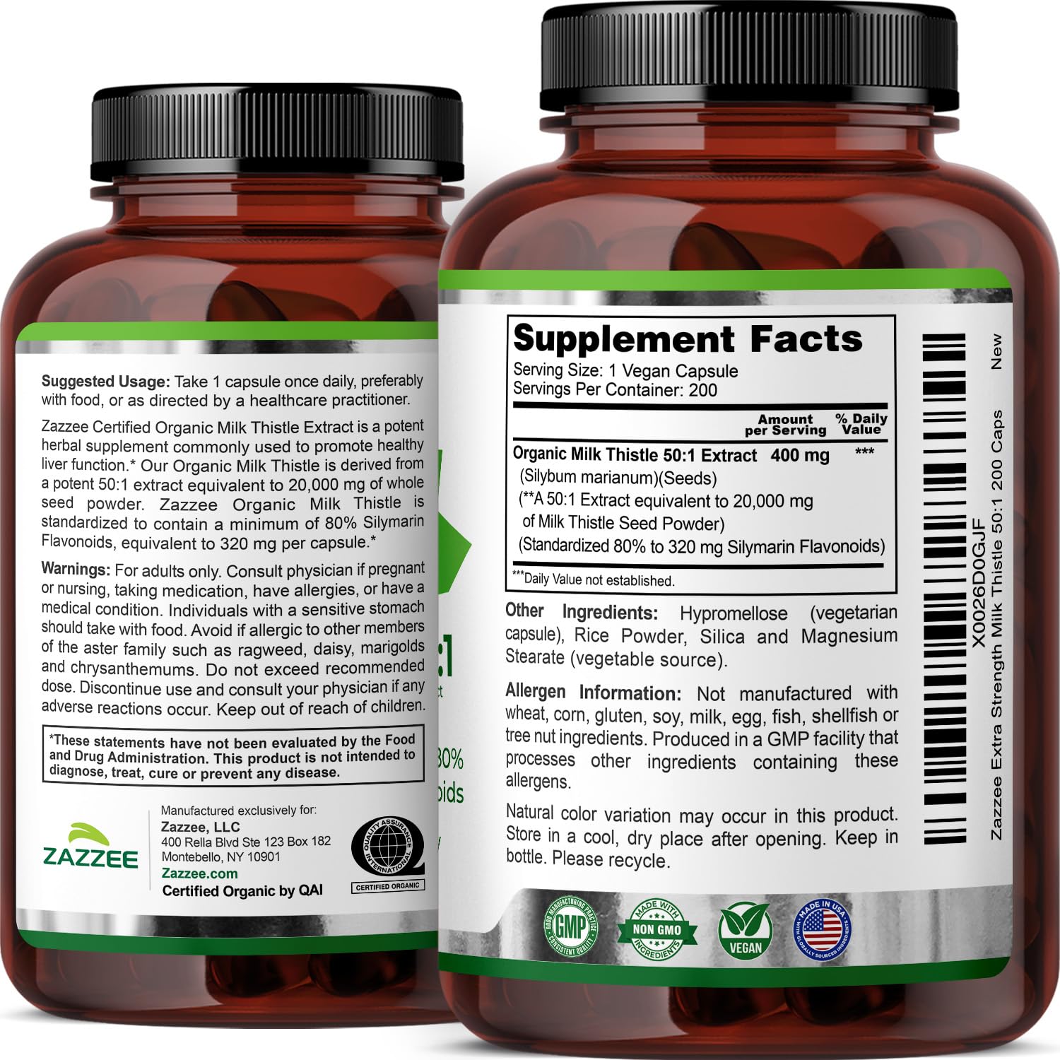 Zazzee Organic Milk Thistle 50:1 Extract | 80% Silymarin

