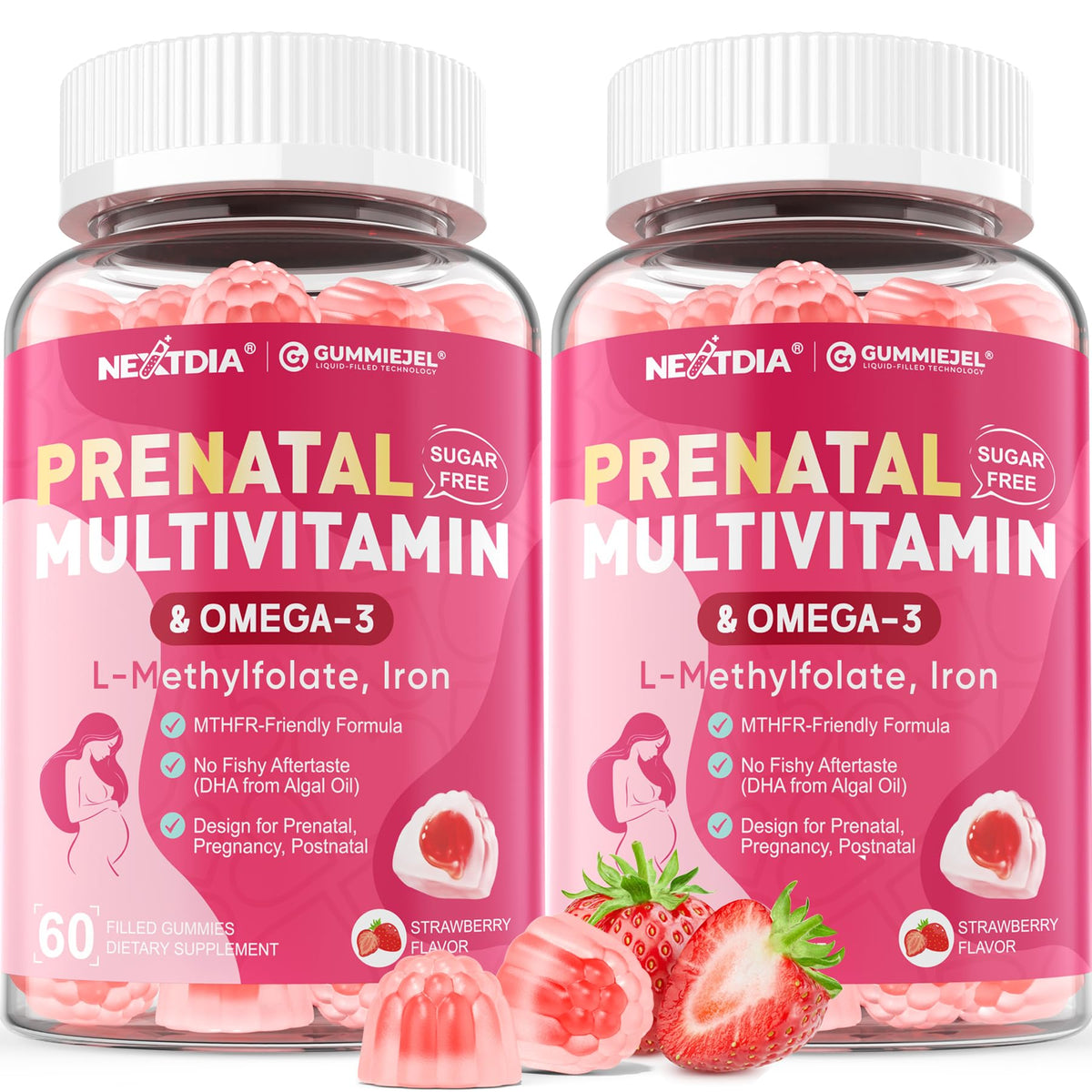 Prenatal Vitamins Gummies for Women with Methylfolate and Algae DHA