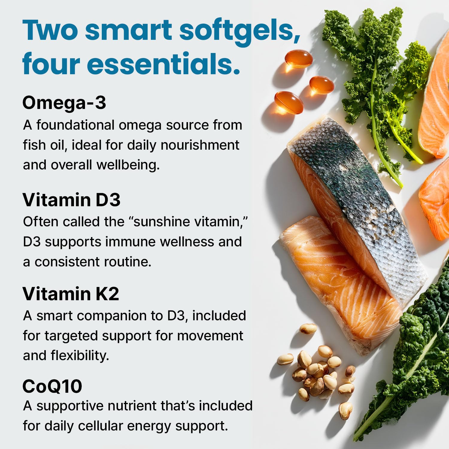 Omega-3 Fish Oil with D3 K2 CoQ10 Lemon Flavor

