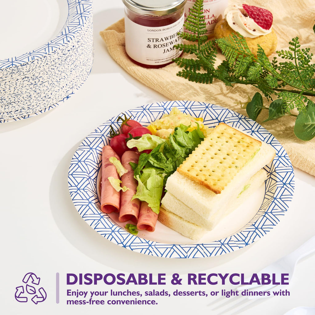 Disposable Paper Plates - Soak-Proof & Grease-Resistant

