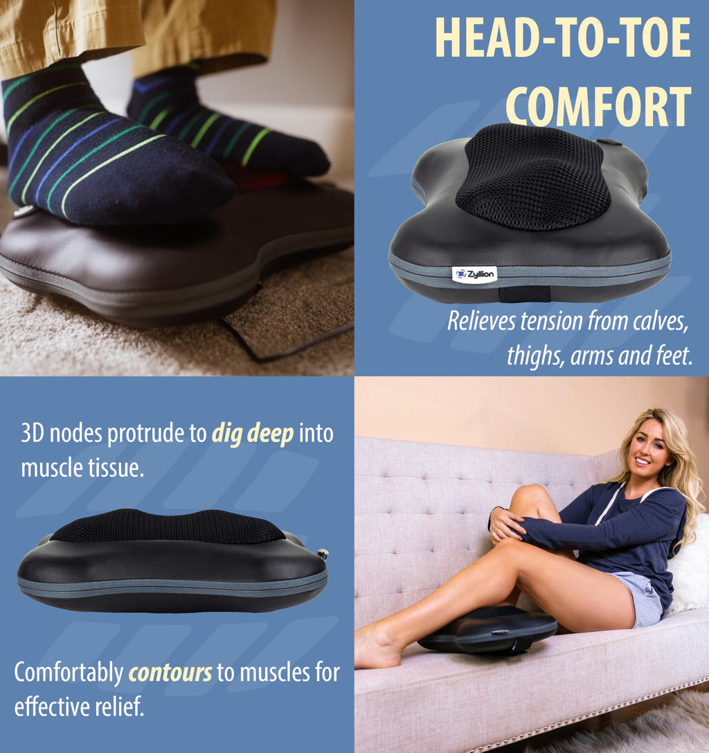 Zyllion Shiatsu Back Massager with Heat - 3D Kneading Pillow

