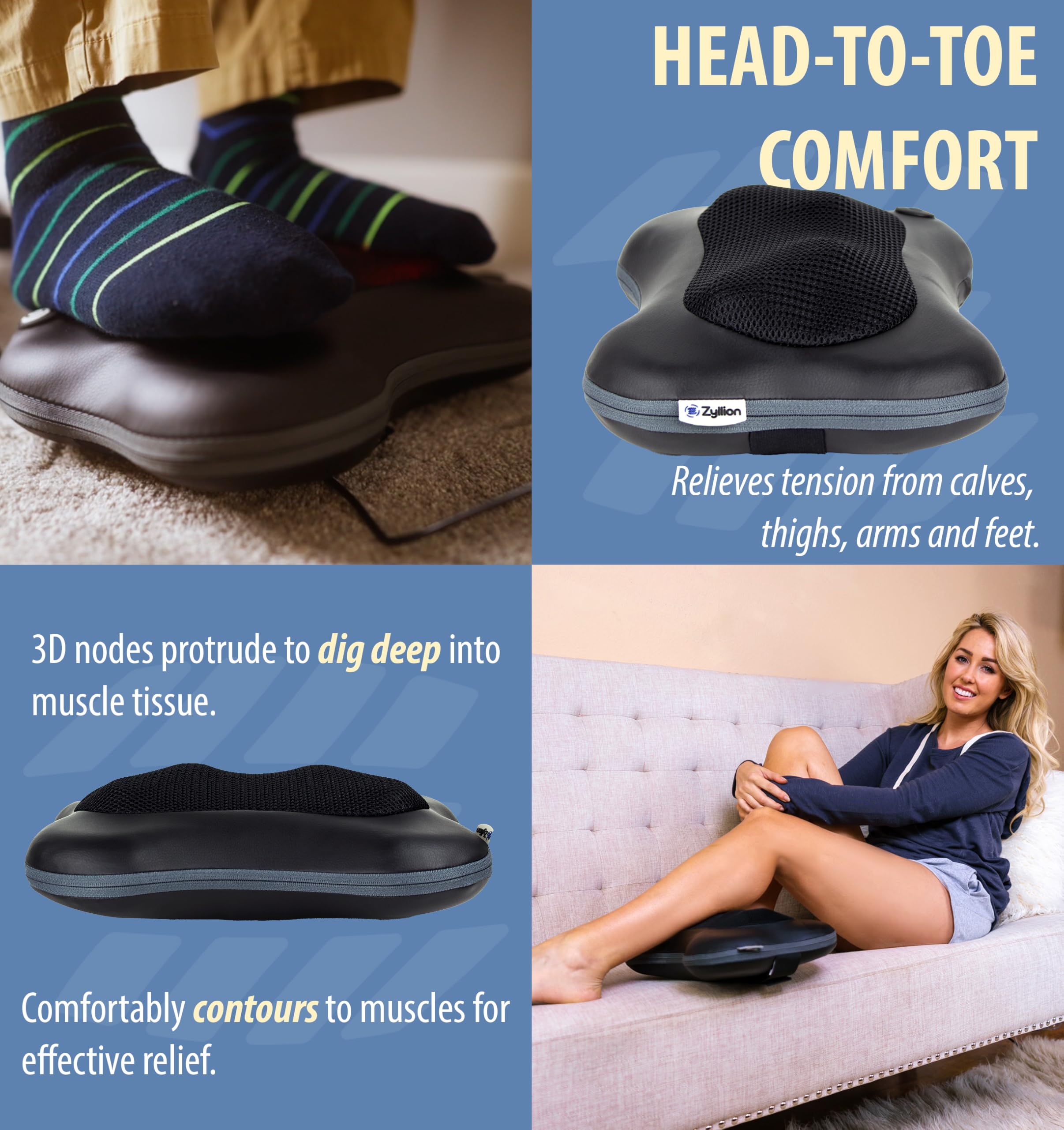 Zyllion Shiatsu Back Massager with Heat - 3D Kneading Pillow

