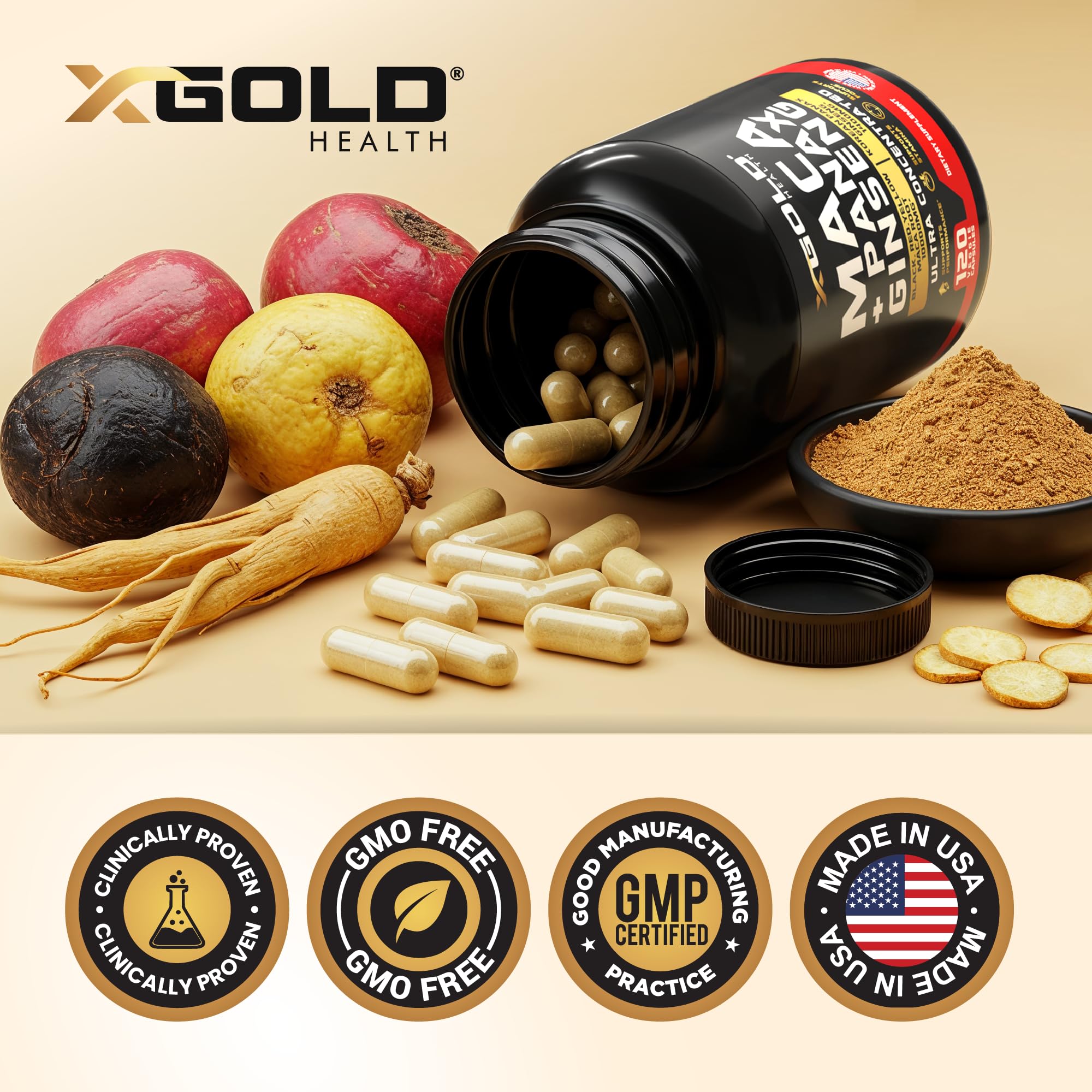 Maca Root & Panax Ginseng Capsule | X Gold Health

