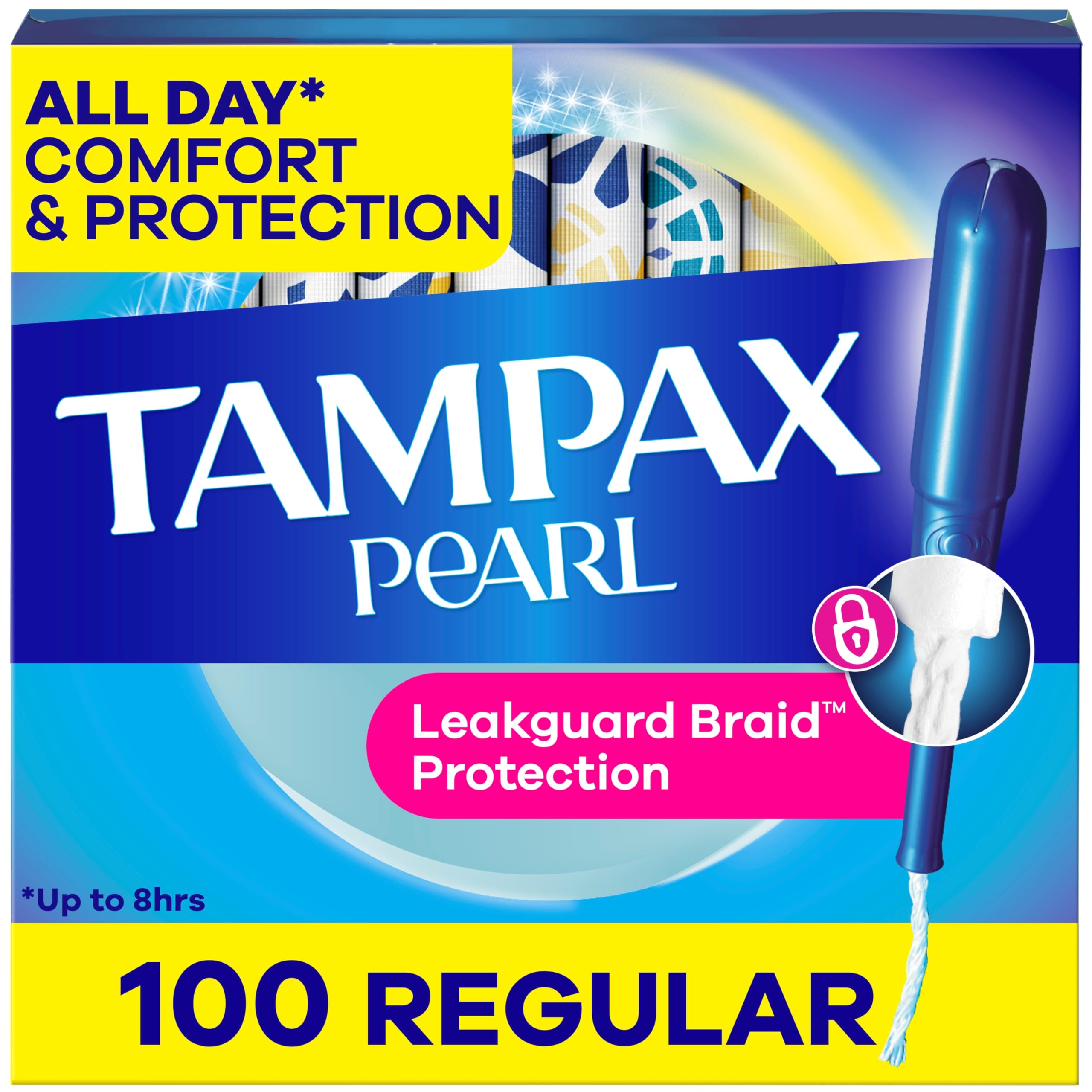 Tampax Pearl Tampons – LeakGuard Braid, Anti-Slip Applicator