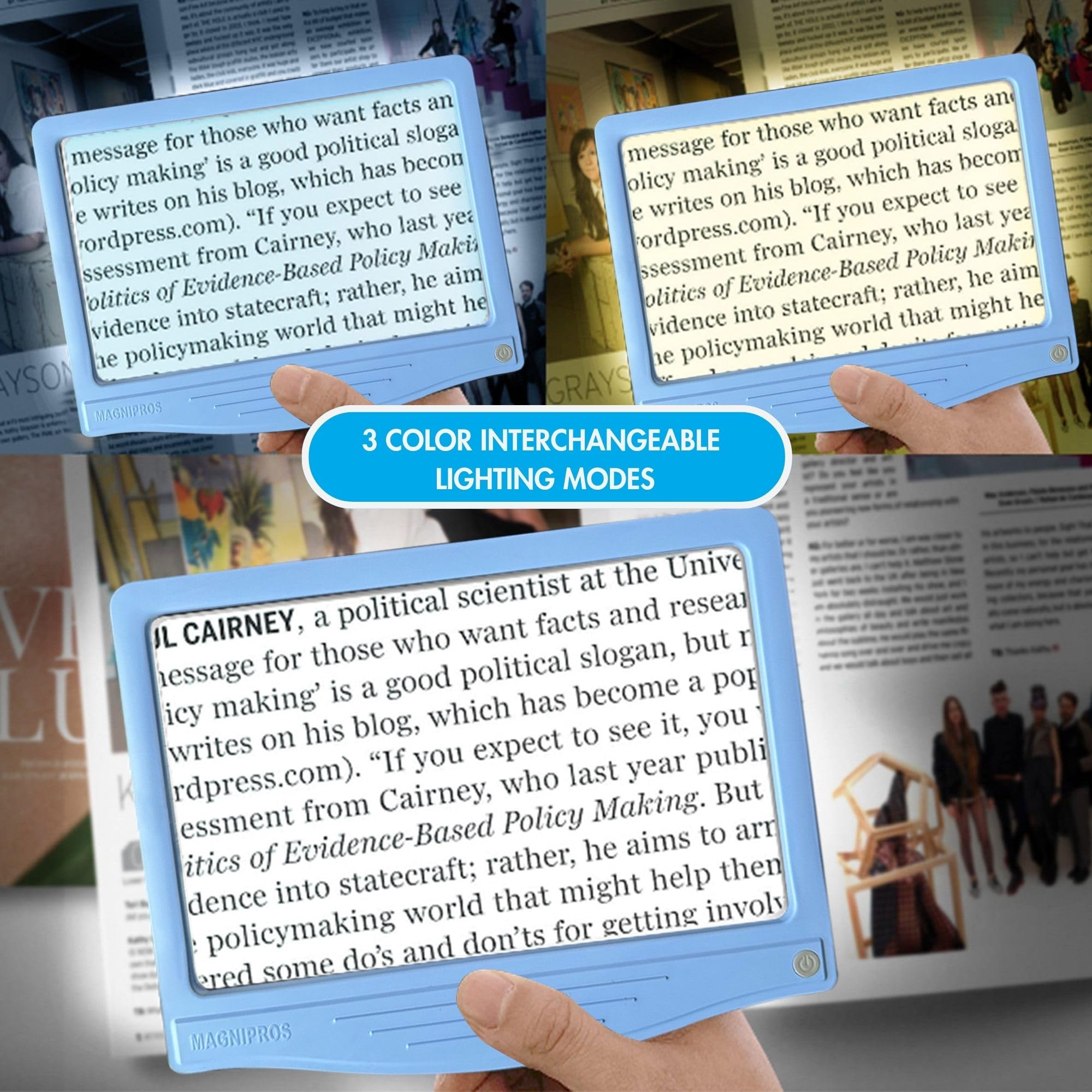 MagniPros 5X Rechargeable LED Page Magnifier – Anti-Glare Lens

