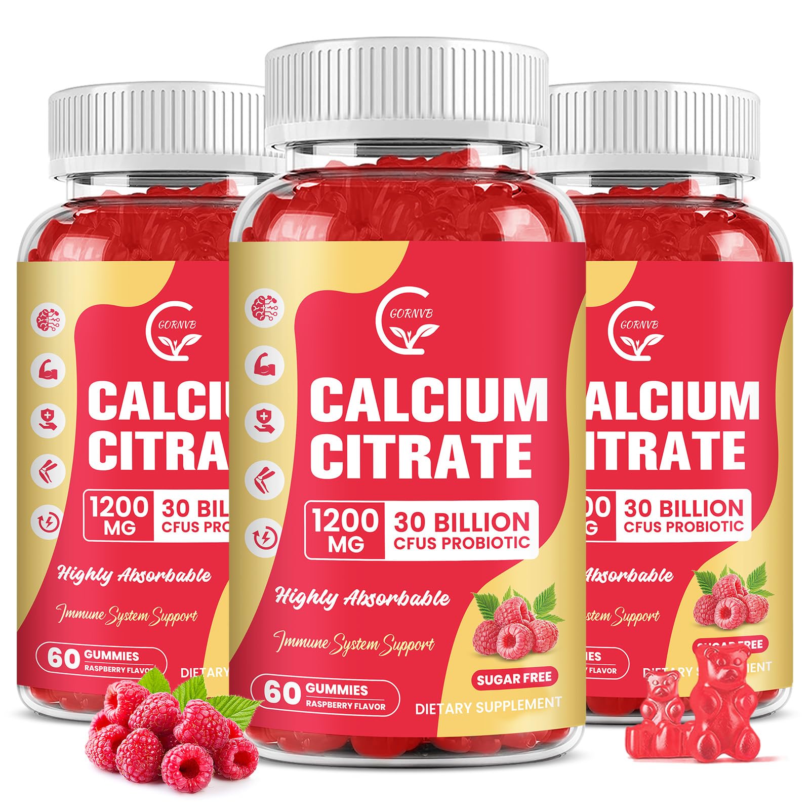 Calcium Citrate Gummies 1200 mg with D3 & K2 for Bone Health – Sugar Free