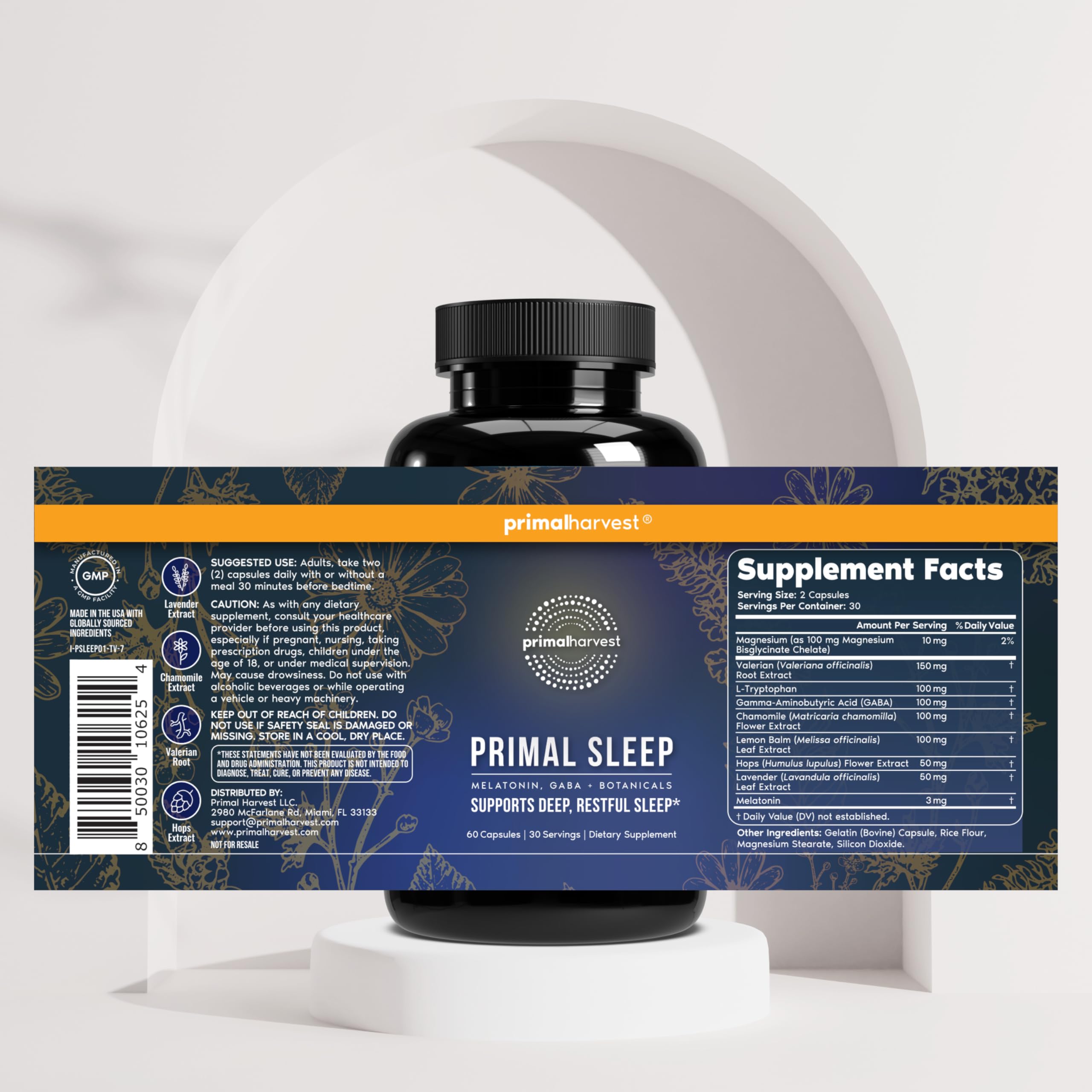 Primal Harvest Primal Sleep Support Supplement Melatonin


