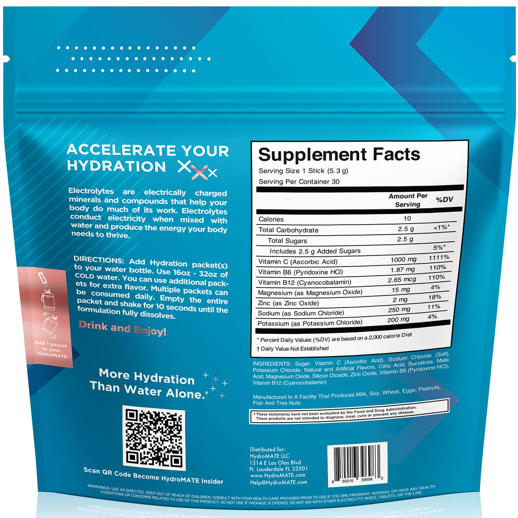 HydroMATE Electrolyte Powder for Hydration | Low Sugar

