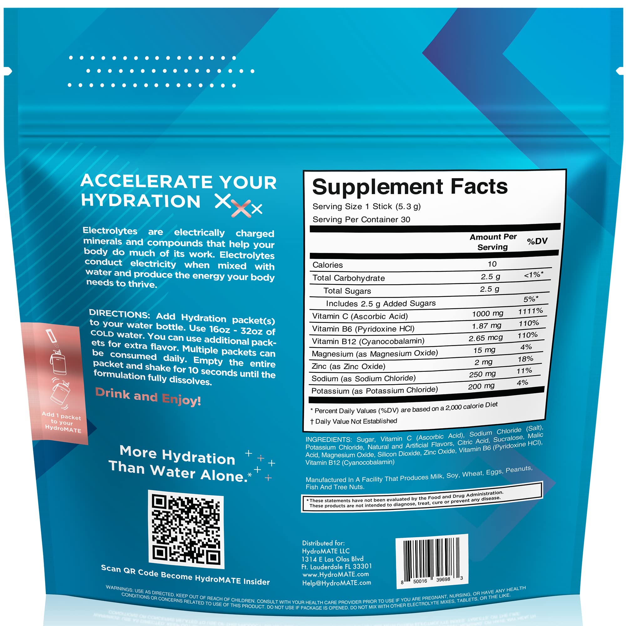 HydroMATE Electrolyte Powder for Hydration | Low Sugar

