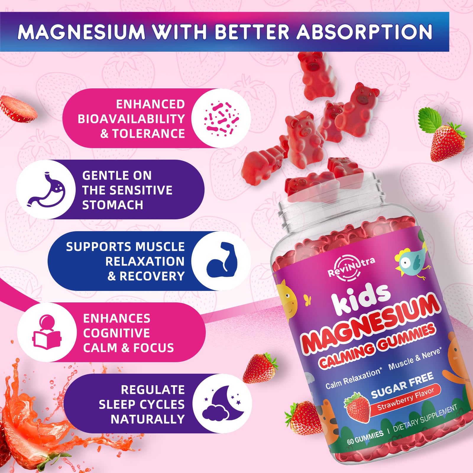 ReviNutra Magnesium Glycinate Gummies for Sleep and Wellness

