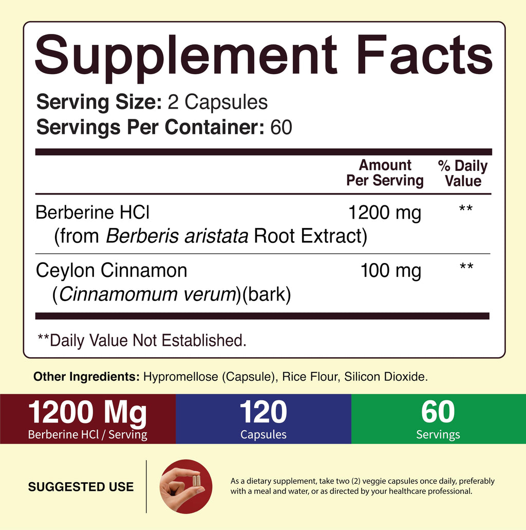 NutriFlair Berberine HCl with Cinnamon Capsules

