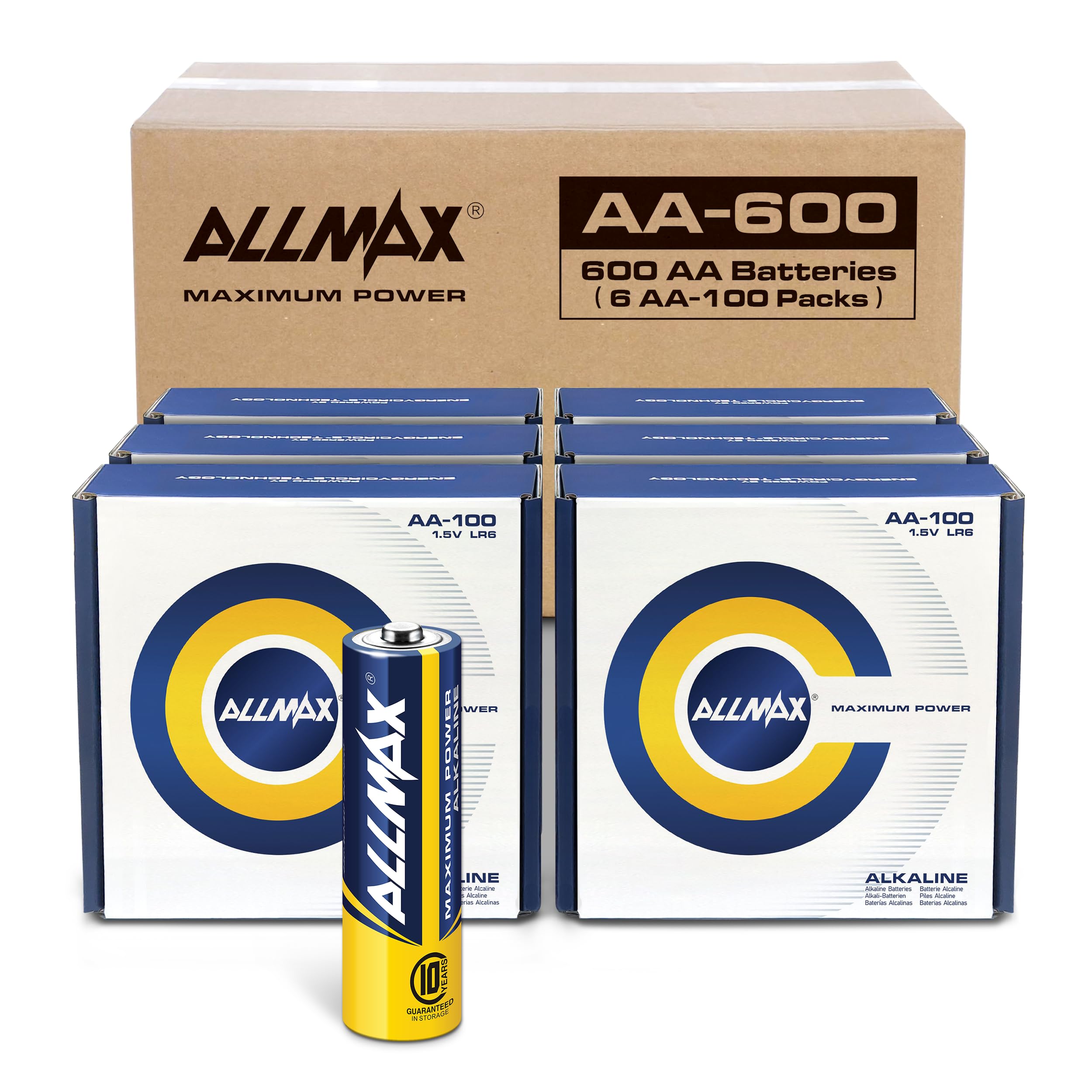 Allmax AA Maximum Power Alkaline Batteries - Ultra Long-Lasting & Leakproof