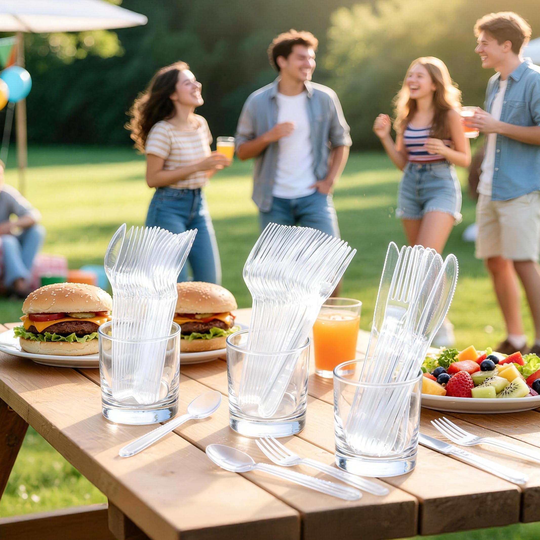 BYSNOW Disposable Plastic Cutlery Set BPA-Free

