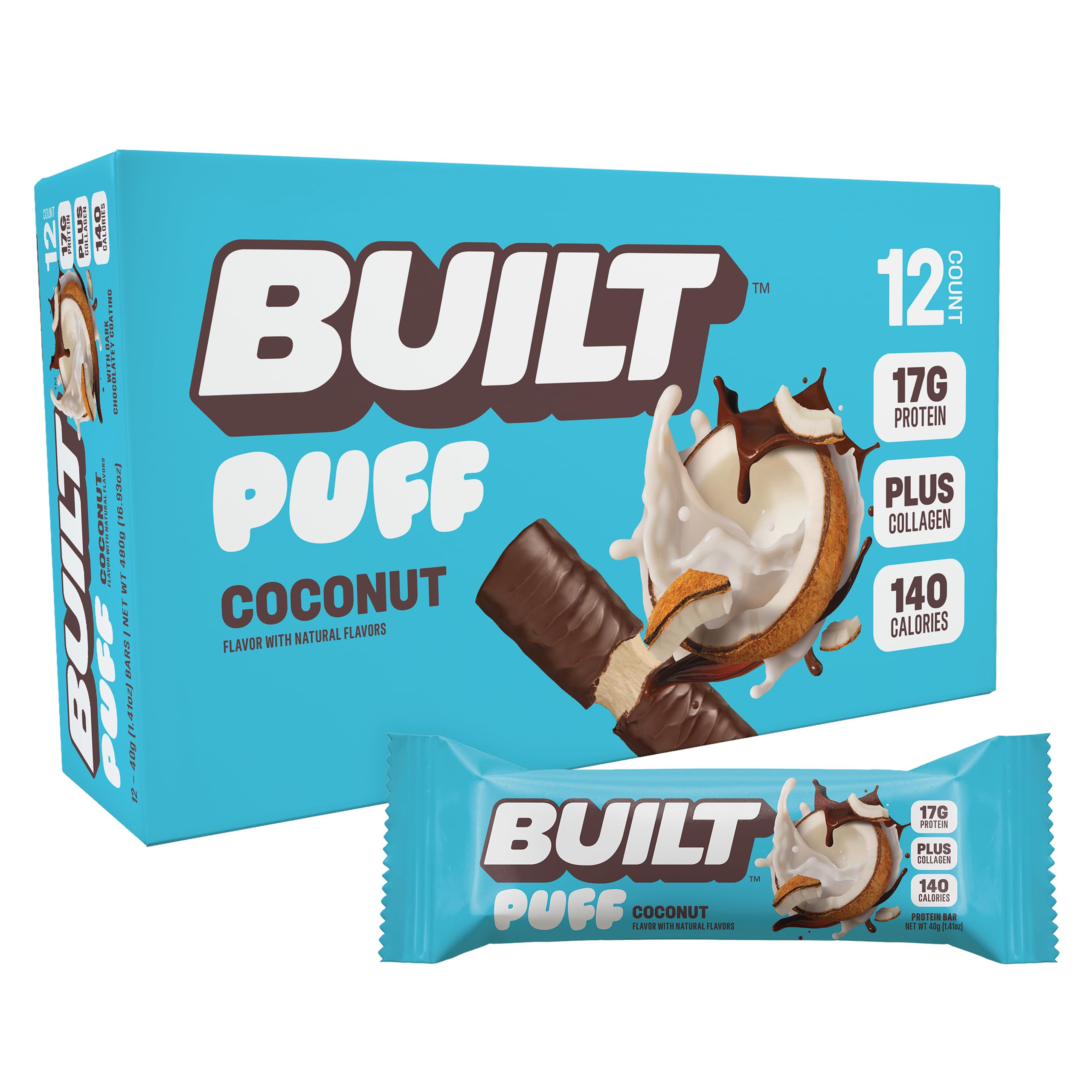 BUILT Puff Protein Bars with Collagen | Gluten Free

