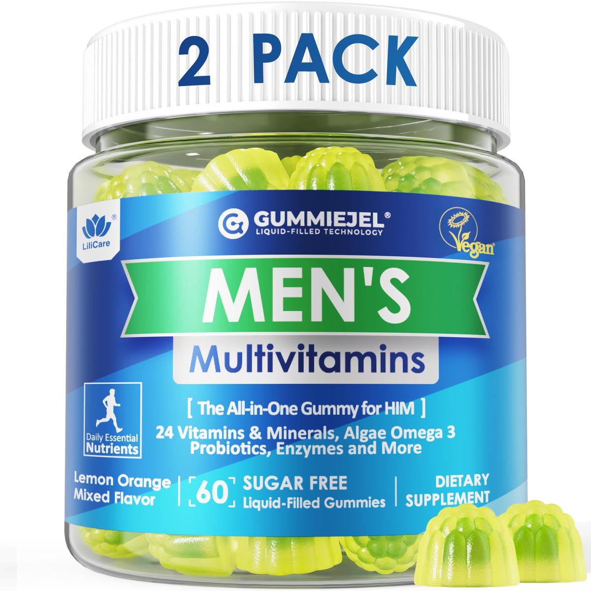 LILICARE Men's Multivitamin Gummies with Methylated B Complex & Probiotics