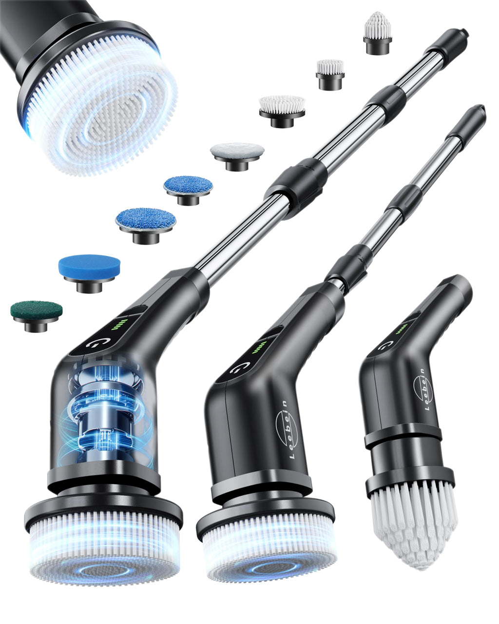 Leebein Electric Spin Scrubber Cordless Cleaning Brush with 8 Replaceable Heads